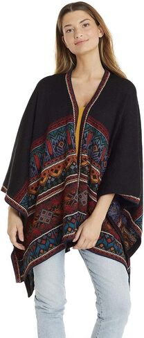 Invisible World Women’s Ruana Alpaca Wool Poncho Winter Cape Fall in Saudi Arabia