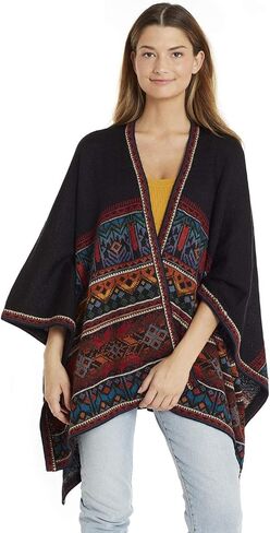 Invisible World Women’s Ruana Alpaca Wool Poncho Winter Cape Fall in Saudi Arabia