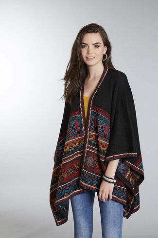 Invisible World Women’s Ruana Alpaca Wool Poncho Winter Cape Fall in Saudi Arabia