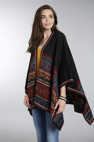 Invisible World Women’s Ruana Alpaca Wool Poncho Winter Cape Fall in Saudi Arabia