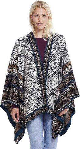 Invisible World Women’s Ruana Alpaca Wool Poncho Winter Cape Fall in Saudi Arabia