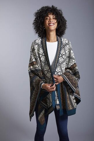 Invisible World Women’s Ruana Alpaca Wool Poncho Winter Cape Fall in Saudi Arabia