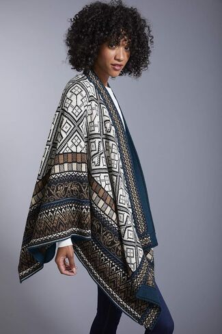 Invisible World Women’s Ruana Alpaca Wool Poncho Winter Cape Fall in Saudi Arabia