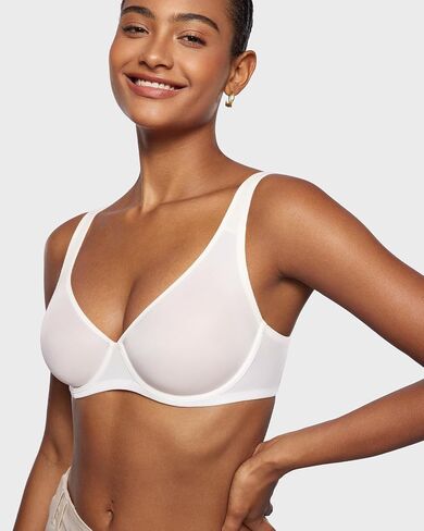 INLYRIC Women's Mesh Balconette Bra Sexy Demi Supportive Comfortable Seamless Underwire Unlined Sheer Bras in Kuwait