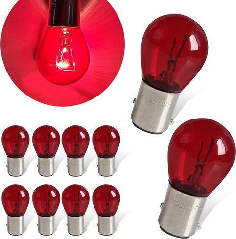 10 PCS 1157 Car Halogen Light Bulb, Vehicle Brake Light Bulb, P21/5W S25 BAY15D Double Tail Design, Universal Automotive Tail Light Accessories for Truck SUV Car (Red) in Saudi Arabia