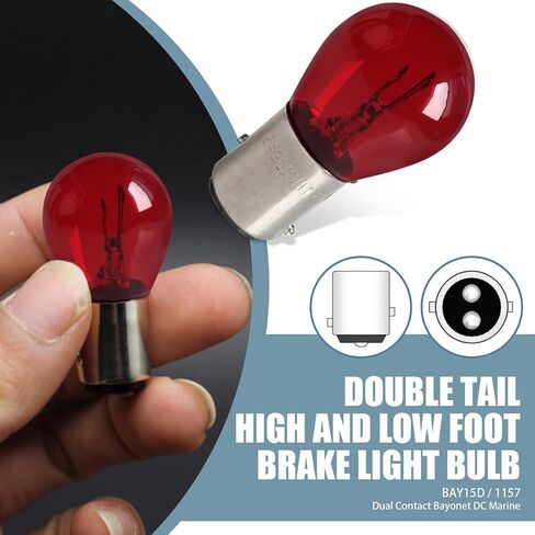 10 PCS 1157 Car Halogen Light Bulb, Vehicle Brake Light Bulb, P21/5W S25 BAY15D Double Tail Design, Universal Automotive Tail Light Accessories for Truck SUV Car (Red) in Saudi Arabia