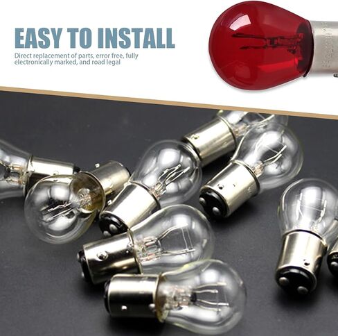 10 PCS 1157 Car Halogen Light Bulb, Vehicle Brake Light Bulb, P21/5W S25 BAY15D Double Tail Design, Universal Automotive Tail Light Accessories for Truck SUV Car (Red) in Saudi Arabia