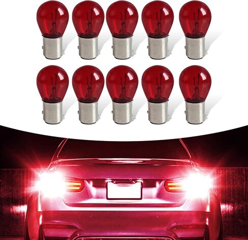 10 PCS 1157 Car Halogen Light Bulb, Vehicle Brake Light Bulb, P21/5W S25 BAY15D Double Tail Design, Universal Automotive Tail Light Accessories for Truck SUV Car (Red) in Saudi Arabia