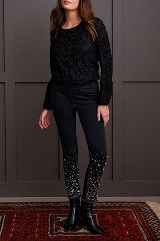 Tribal Women's Audrey Pull-on Slim Leg Pants with Gemstone Details in Kuwait