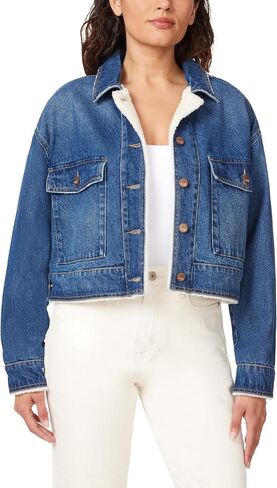 kensie Jeans for Women Crop Cargo Jacket with Sherpa Lining, Sizes Small to X-Large in Saudi Arabia