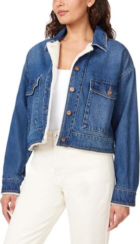 kensie Jeans for Women Crop Cargo Jacket with Sherpa Lining, Sizes Small to X-Large in Saudi Arabia