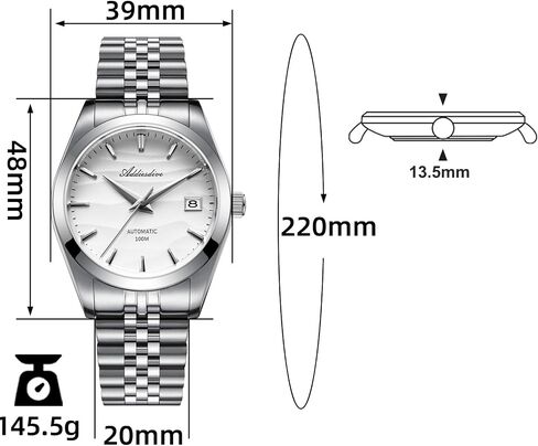 ADDIESDIVE Automatic Watches for Men NH35A Mechanical Movement Analog Sapphire Crystal Yellow White Blue 39MM Sand Dial in Kuwait