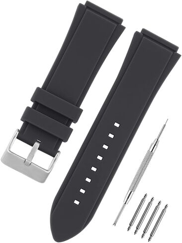 Compatible with GUESS Watch 22mm Band, Soft Silicone Rubber Replacement Strap for GUESS Watch Series 45mm W0247G3 W0040G3 W0040G7, Black in Kuwait