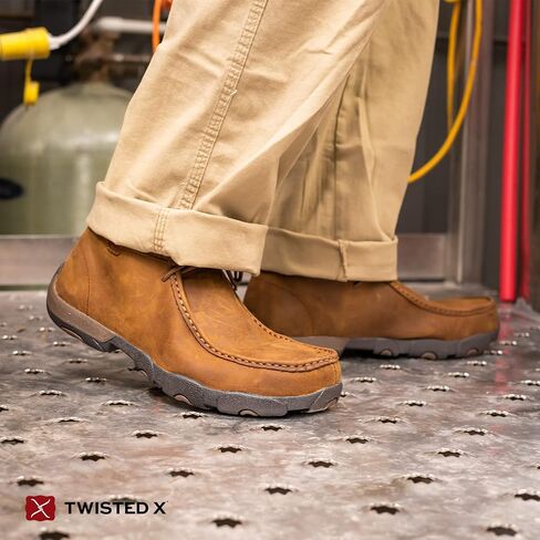 Twisted X Men's Work Chukka Driving Moc, Moc Toe Steel Toe, Distressed Saddle, 12 EEE in Kuwait