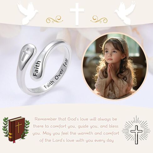 Faith Rings for Women 925 Sterling Silver – My Beloved, Wear This Cross Rings as a Symbol of Faith, Hope, and Love. A Gifts of Encouragement and Strength, Wrapped in Divine Blessings. May It Remind You of My Eternal Love and Guide You on Your Journey in Kuwait