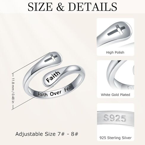 Faith Rings for Women 925 Sterling Silver – My Beloved, Wear This Cross Rings as a Symbol of Faith, Hope, and Love. A Gifts of Encouragement and Strength, Wrapped in Divine Blessings. May It Remind You of My Eternal Love and Guide You on Your Journey in Kuwait