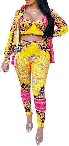 Zoctuo Sexy 2 Piece Outfits for Women Pants Sets Floral Print Bodycon Jumpsuits Romper Playsuit Party Clubwear in Saudi Arabia