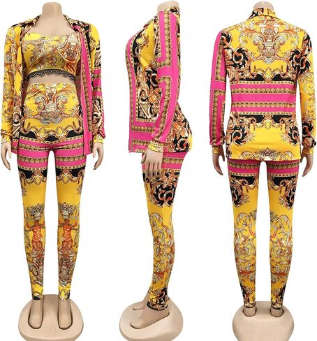 Zoctuo Sexy 2 Piece Outfits for Women Pants Sets Floral Print Bodycon Jumpsuits Romper Playsuit Party Clubwear in Saudi Arabia