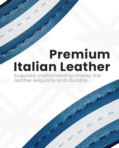 Handmade Leather Keychain for Men, Key Chains for Car Keys, Quick Release, 100% Italian Premium Leather, Blue & White in Kuwait