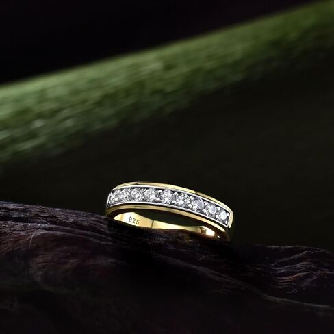 Mens Moissanite Wedding Band 925 Sterling Silver Rings For Men 14K White Gold Plated 1ct D Color VVS1 Clarity Brilliant Lab Created Stone 9 Round Cut Engagement Rings For Him Size 7-14 in Kuwait