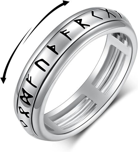 Viking Anxiety Ring 925 Sterling Silver Viking Runes Anxiety Spinner Rings for Men Relieve Stress Jewelry Gifts for Men Women in Kuwait