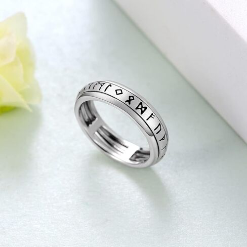 Viking Anxiety Ring 925 Sterling Silver Viking Runes Anxiety Spinner Rings for Men Relieve Stress Jewelry Gifts for Men Women in Kuwait