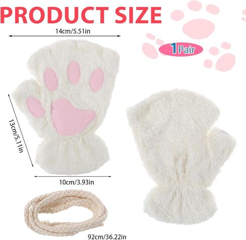 1 Pair Soft Hand Paw Cat Mittens Cat Paws Gloves Kawaii Half Finger Paws Cute Fingerless Bear Furry Paw Cosplay Costume Accessories in Saudi Arabia