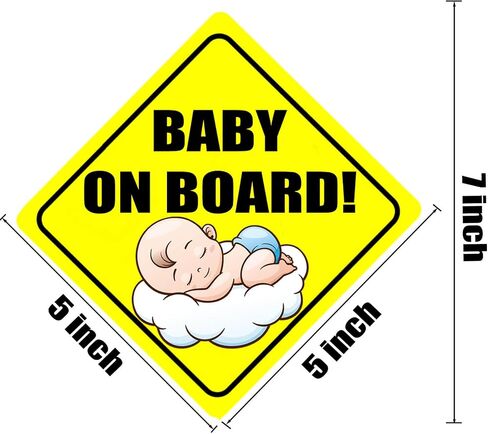 Baby on Board Magnets for Car - Bright Yellow Funny Reflective Sticker for Bumper,Child Safety Sign for Car(2 Boys) in Saudi Arabia