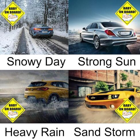 Baby on Board Magnets for Car - Bright Yellow Funny Reflective Sticker for Bumper,Child Safety Sign for Car(2 Boys) in Saudi Arabia