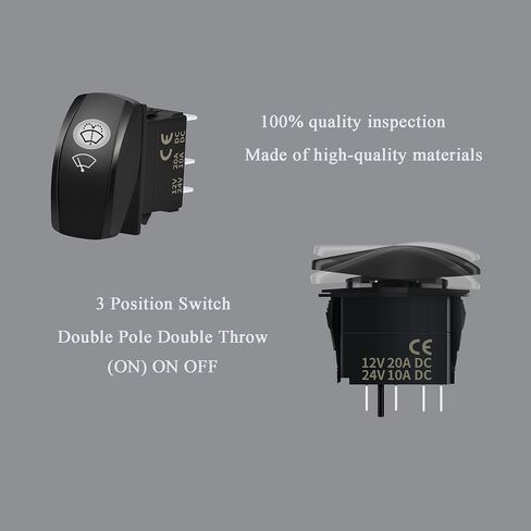 ممسحة غسالة الزجاج الأمامي، مفتاح هزاز مؤقت 6PIN DPDT (ON) ON OFF 3 أوضاع مقاومة للماء 12V LED لملحقات لوحة قيادة السيارة (أزرق) in Kuwait