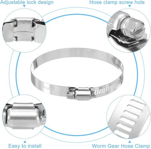 uxcell Hose Clamp, (350mm) 13 7/9"Adjustable Stainless Steel Worm Gear Hose Clamps for Fuel Line Plumbing Automotive Mechanical, 6Pcs in Saudi Arabia
