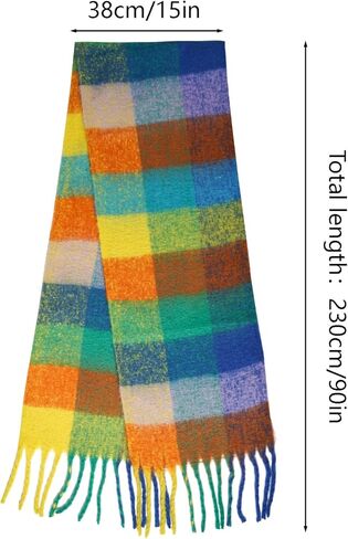 وشاح مكتنز ملون كبير سميك منقوش وشاح طويل شرابة وشاح كبير الحجم للنساء للطقس البارد الدافئ in Kuwait