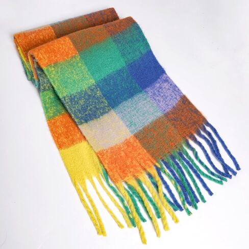 وشاح مكتنز ملون كبير سميك منقوش وشاح طويل شرابة وشاح كبير الحجم للنساء للطقس البارد الدافئ in Kuwait