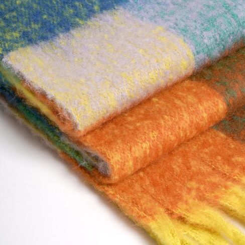 وشاح مكتنز ملون كبير سميك منقوش وشاح طويل شرابة وشاح كبير الحجم للنساء للطقس البارد الدافئ in Kuwait