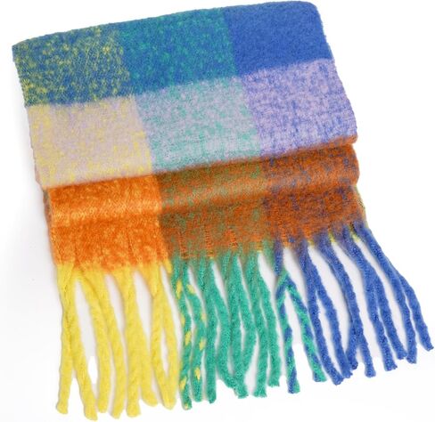 وشاح مكتنز ملون كبير سميك منقوش وشاح طويل شرابة وشاح كبير الحجم للنساء للطقس البارد الدافئ in Kuwait