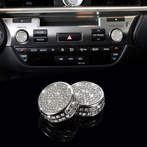 غطاء زر الصوت اللامع من TOMALL متوافق مع مقبض صوت راديو Lexus ES NX وغطاء زر الصوت وغطاء زر الصوت للوسائط المتعددة وزخرفة الماس والكريستال اللامع والديكورات الداخلية in Saudi Arabia