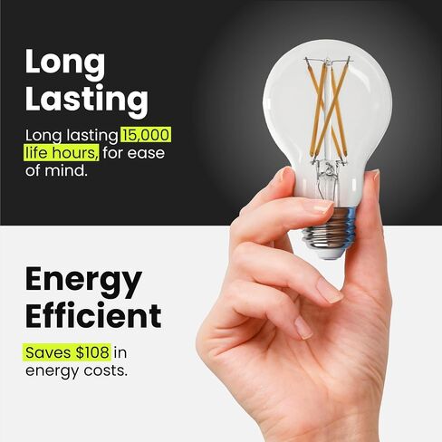 Feit Electric LED Clear A19 Medium Base Light Bulb - 40W Equivalent - 15 Year Life - 450 Lumen - 2700K Soft White - Dimmable | 4-Pack in Kuwait