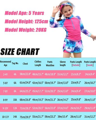 BAOHULU Girls Rash Guard 3 Pieces Swimsuit Long Sleeve Bathing Suit UPF 50+ Beach Swimwear 5-12 Years with Matching Headband in Kuwait