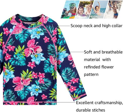 BAOHULU Girls Rash Guard 3 Pieces Swimsuit Long Sleeve Bathing Suit UPF 50+ Beach Swimwear 5-12 Years with Matching Headband in Kuwait