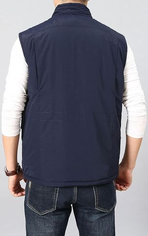 سترة HOW'ON للرجال شتوية مبطنة بالصوف سترة دافئة مبطنة سترة منتفخة للاستخدام الخارجي بدون أكمام متعددة الجيوب in Kuwait