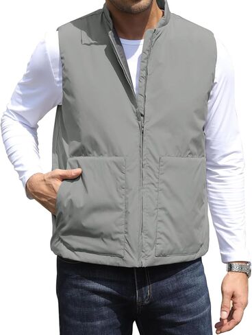 Men's Outerwear Vest Lightweight Casual Sleeveless Jacket Outdoor Golf Vest with Zipper Pockets Water Resistant in Saudi Arabia
