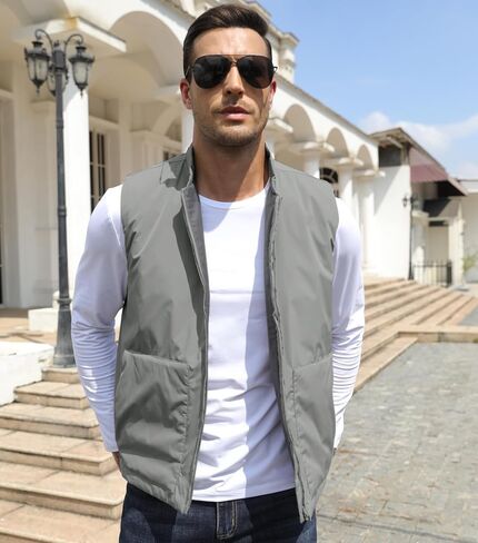 Men's Outerwear Vest Lightweight Casual Sleeveless Jacket Outdoor Golf Vest with Zipper Pockets Water Resistant in Saudi Arabia
