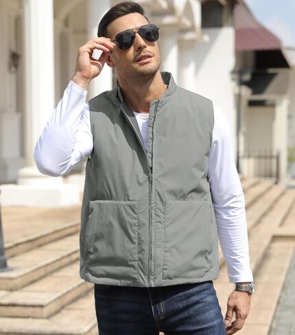 Men's Outerwear Vest Lightweight Casual Sleeveless Jacket Outdoor Golf Vest with Zipper Pockets Water Resistant in Saudi Arabia