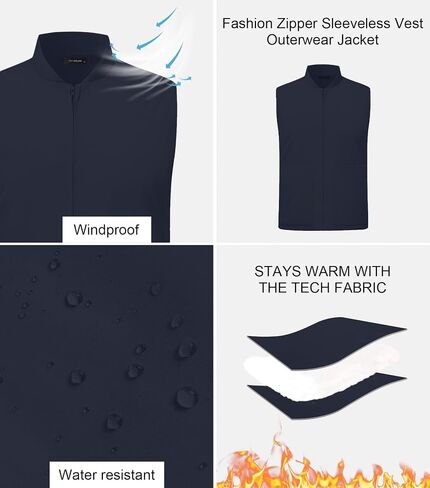Men's Outerwear Vest Lightweight Casual Sleeveless Jacket Outdoor Golf Vest with Zipper Pockets Water Resistant in Saudi Arabia