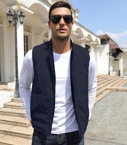 Men's Outerwear Vest Lightweight Casual Sleeveless Jacket Outdoor Golf Vest with Zipper Pockets Water Resistant in Saudi Arabia