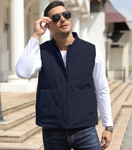 Men's Outerwear Vest Lightweight Casual Sleeveless Jacket Outdoor Golf Vest with Zipper Pockets Water Resistant in Saudi Arabia