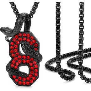 ROWIN&CO Number 8 Necklace Women/Men Hip hop Bling Diamond Snake Jewelry Mamba Pendant Necklace.Gold Black Rainbow Personality Chain. (C) in Kuwait