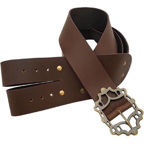 Lord of Battles Pirate Leather Belt with Sword Hanger Medieval Baldric Sword Hanging Belt Handcrafted From Genuine Buff Leather With Antique Solid Brass Buckle