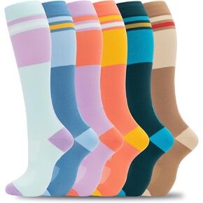 fenglaoda Compression Socks for Women Men Support Circulation 6 Pairs Socks For Nurse, Travel, Flight