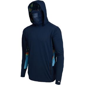 PELAGIC Men's Exo-Tech Hooded Fishing Shirt, Long Sleeve, UPF 50+ Protection, Integrated Face Mask